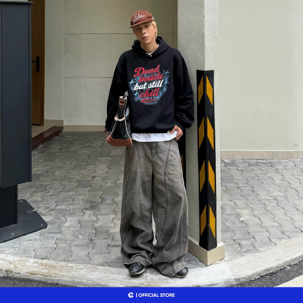 Áo hoodie nỉ bông mùa đông nam nữ boxy Local Brand Chính Hãng City Cycle Áo hoodie Dead Inside