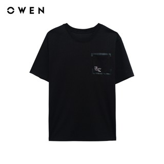 Owen - Áo T-shirt Regular Fit TSN255104 màu Đen chất liệu Cafe Interlock