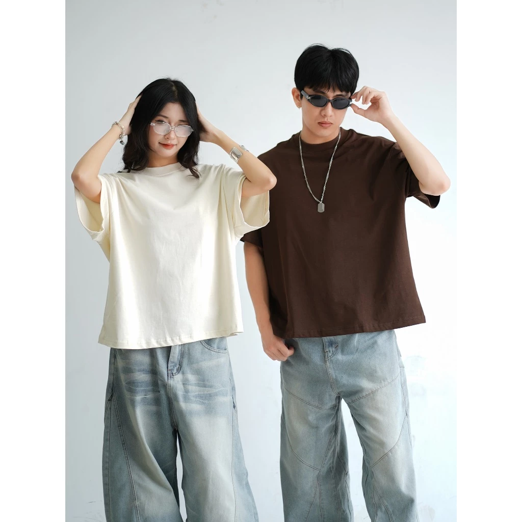 Áo Thun Trơn Local Brand VIBESTU , Áo Thun Boxy Form Rộng Unisex 250Gsm 100% Cotton ảnh 4