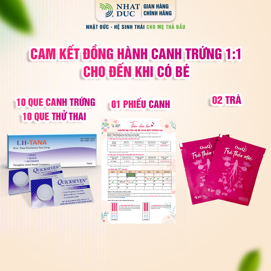 [Combo canh trứng] 10 que thử trứng + 2 que thử thai tặng bảng canh cho mẹ thả bầu- Nhật Đức, bsk, trà OvaQ