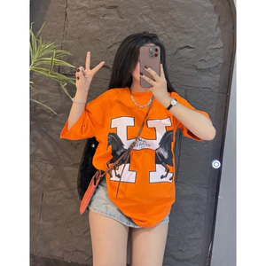 Áo thun tay lỡ form rộng chất cotton khô 3158 - H 2 ngựa