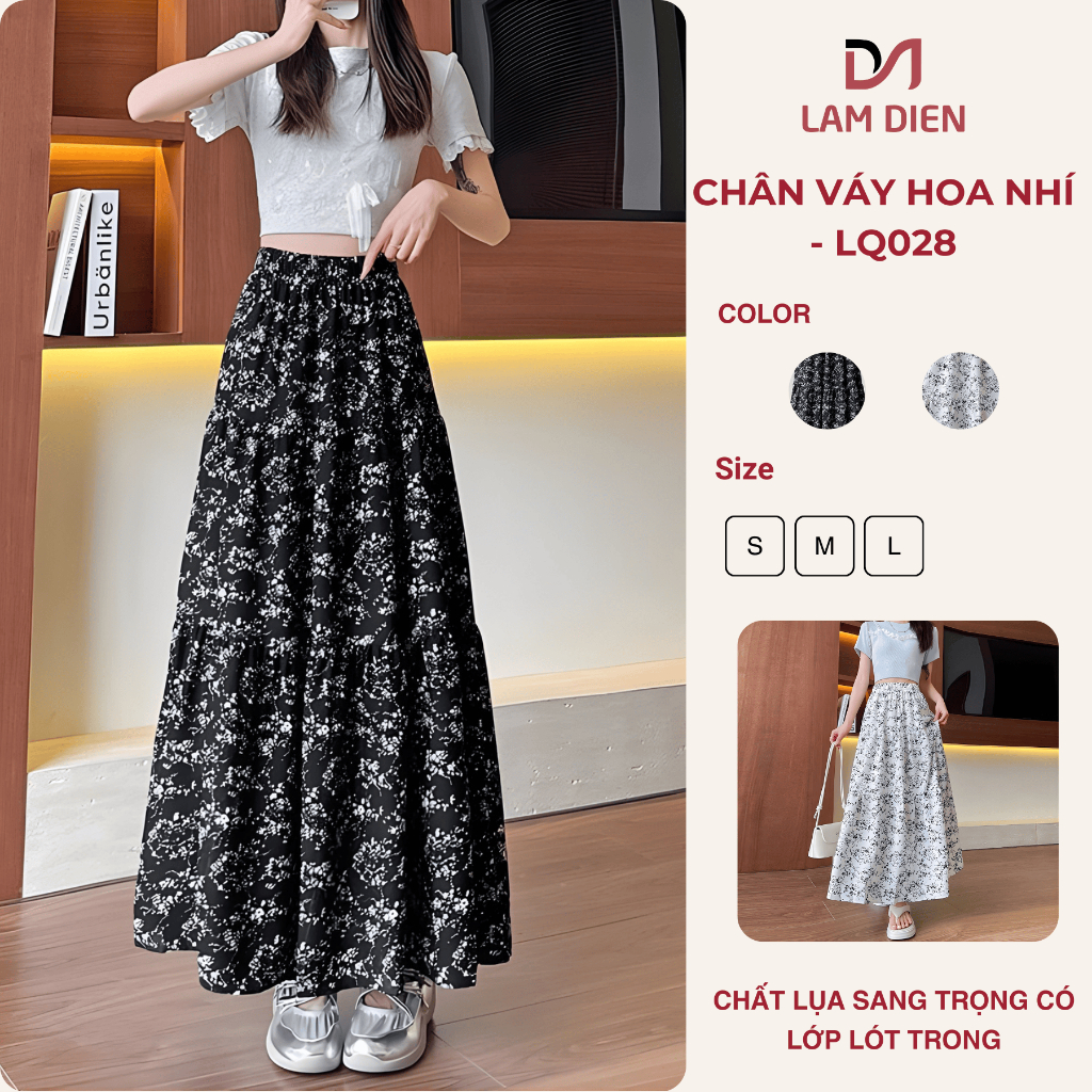 Chân Váy Hoa Nhí, Đầm Dáng Dài, Chân Váy Dài Đi Biển Thoáng Mát Trẻ Trung LQ028