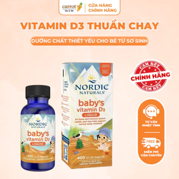 Vitamin D3 Thuần Chay Cho Trẻ Sơ Sinh Nordic Naturals Baby D3 400IU Lọ 22.5ML - Siêu Thị Mẹ Và Bé Carrot