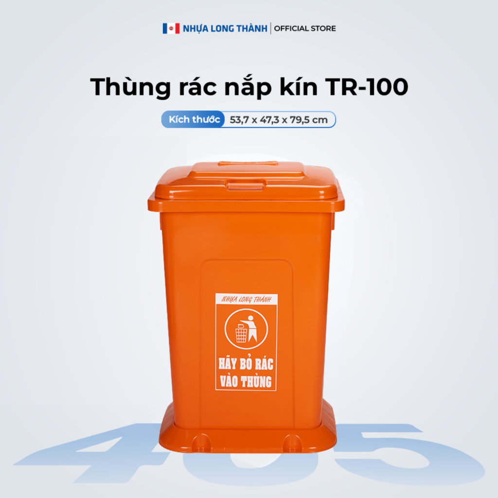 Thùng rác công nghiệp NHỰA LONG THÀNH 100 Lít nắp kín