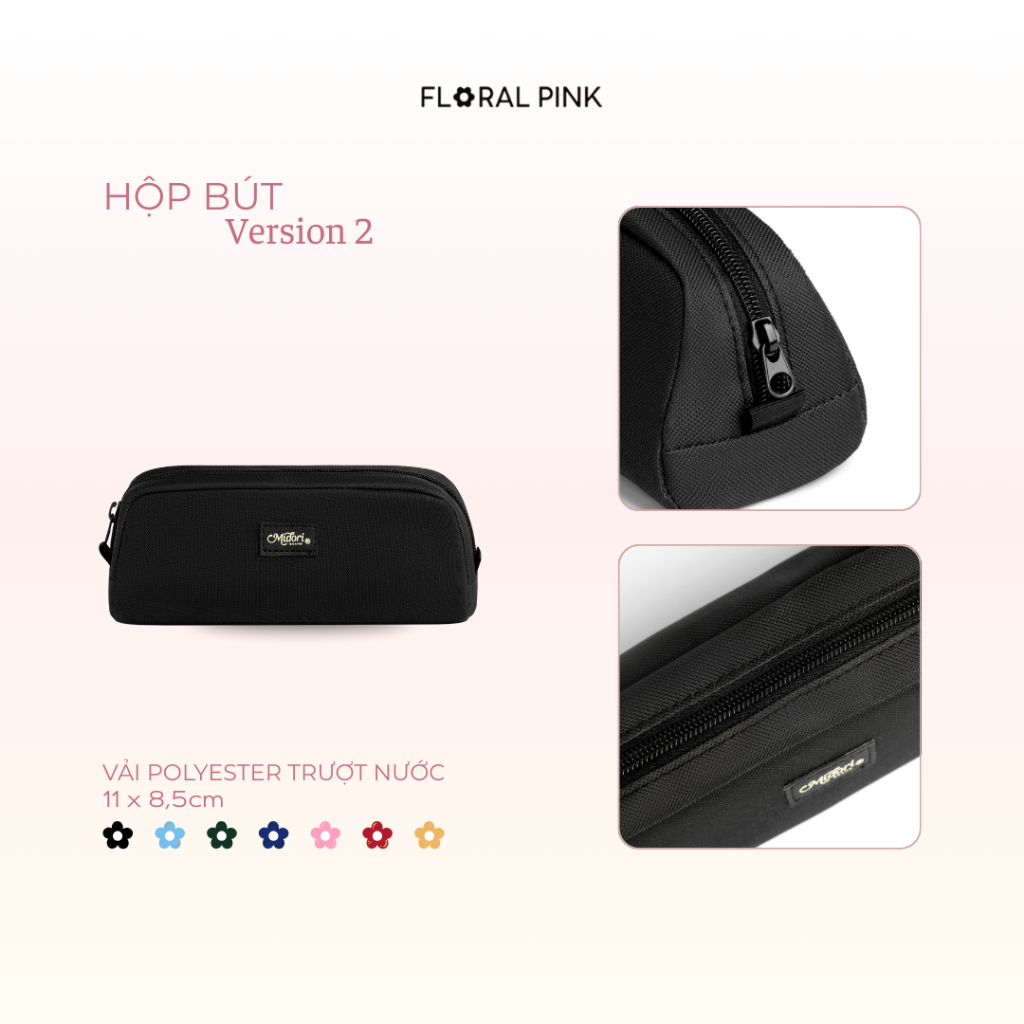 Hộp Bút Đa Năng Đựng Viết Mỹ Phẩm Nam Nữ Canvas Trượt Nước Du Lịch | FLORAL PINK