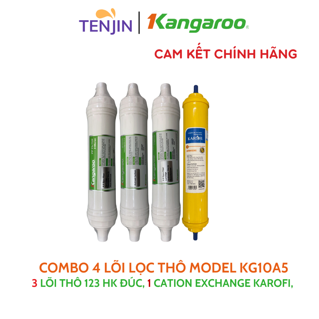Bộ 10 Lõi Lọc Nước Kangaroo Model KG10A5, Hàng Chính Hãng Gồm 123 ĐÚC+ CATION Karofi + RO 20L/H+ 5 Lõi Khoáng Hydrogen