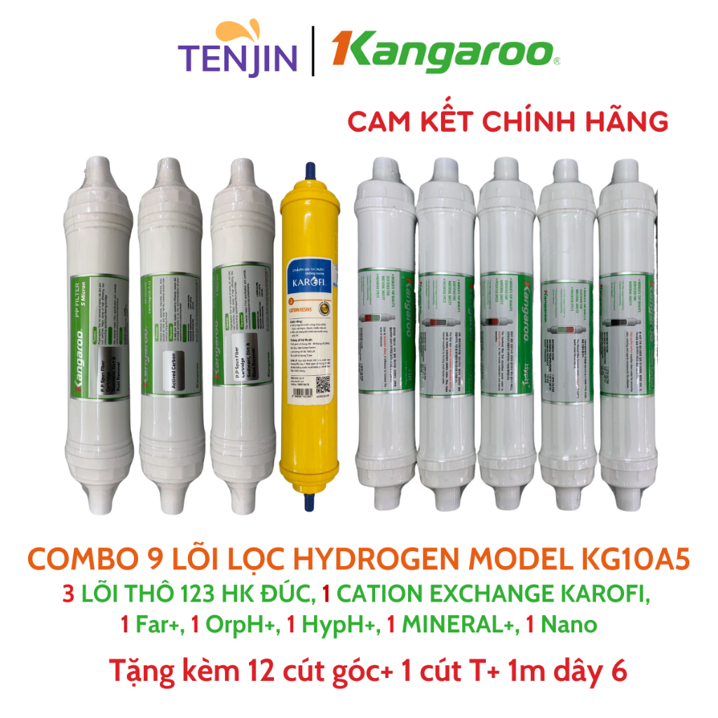 Bộ 10 Lõi Lọc Nước Kangaroo Model KG10A5, Hàng Chính Hãng Gồm 123 ĐÚC+ CATION Karofi + RO 20L/H+ 5 Lõi Khoáng Hydrogen