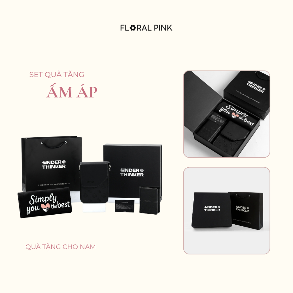 Set Bộ Hộp Quà Tặng ẤM ÁP Tặng Ba Sinh Nhật Valentine Tết Bạn Trai Thân Người Yêu Nam | Floral Pink