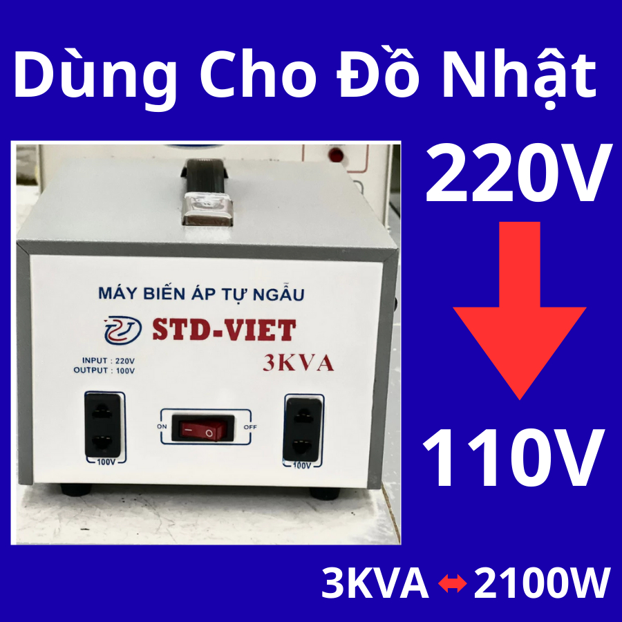 Chuyển Đổi Nguồn 220V Sang 100V,  Biến áp 220V ra 110V Dùng cho đồ nhật