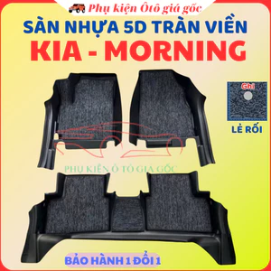 Thảm lót sàn NHỰA 5D xe KIA - MORNING đời 2012-HIỆN NAY, Nhựa TPE đúc nguyên khối - MẪU MĐ TRÀN VIỀN- 1 bộ 3 tấm