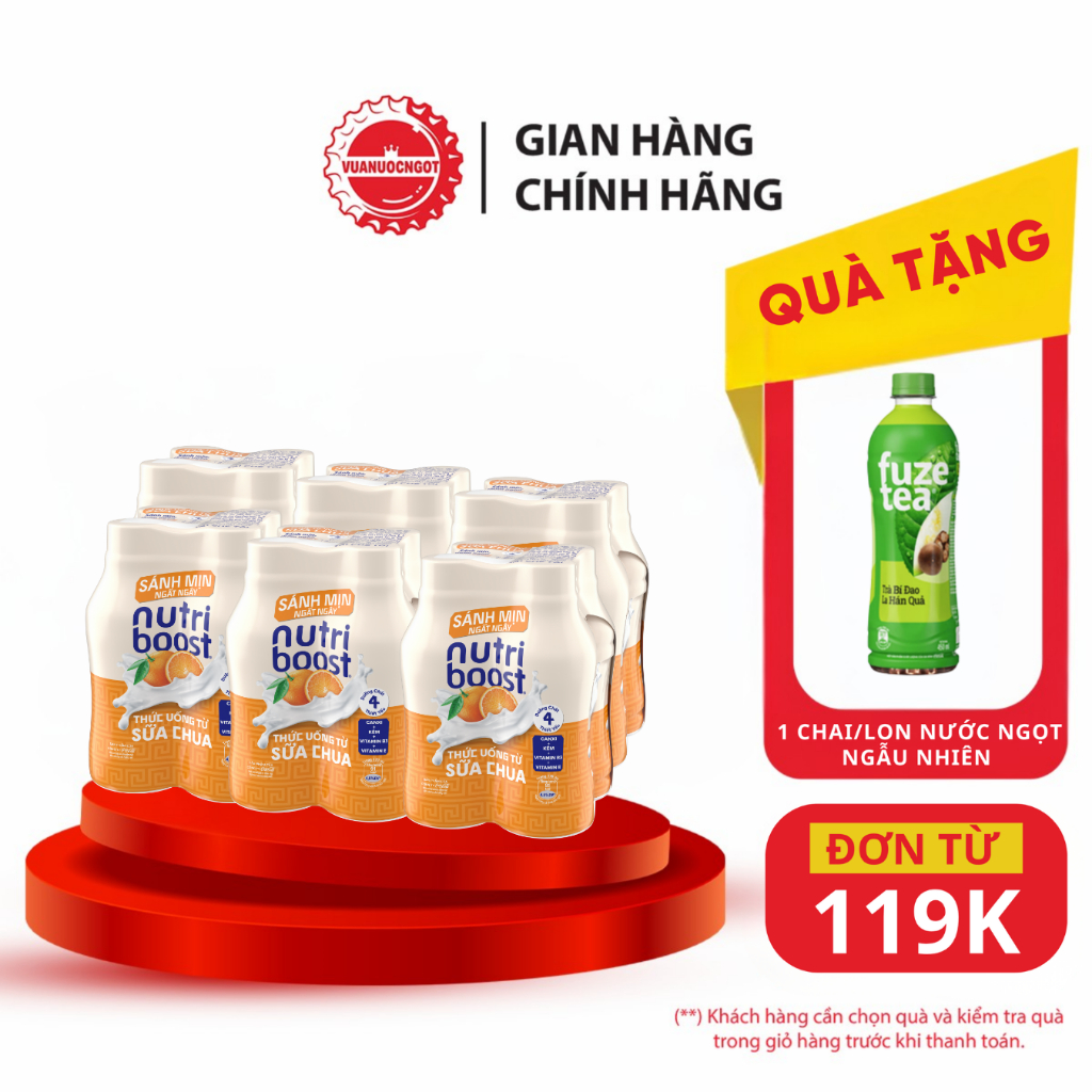 Lốc 24 Chai Thức Uống từ Sữa Chua Nutriboost Vị Cam 170ml/Chai Sale 25. ...
