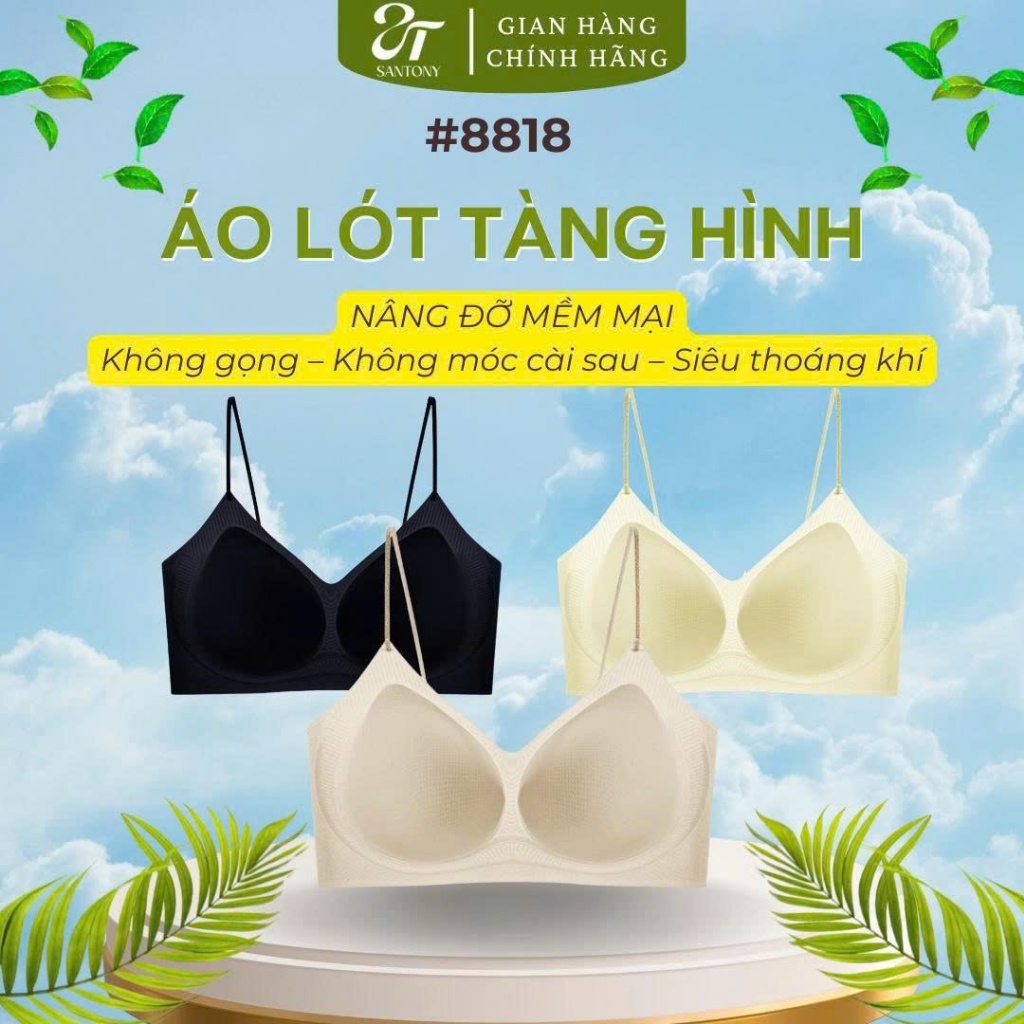 [Hương Giang x Santony] Áo Ngực Santony Nâng Ngực Tự Nhiên Không Gọng Không Lộ Viền Thoáng Khí 8818