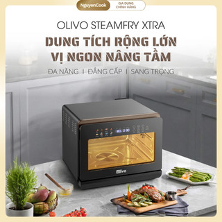 Nồi chiên hấp hơi nước đa năng OLIVO SteamFry Xtra 20L – Chiên không dầu, Inox304, OLED tiếng Việt