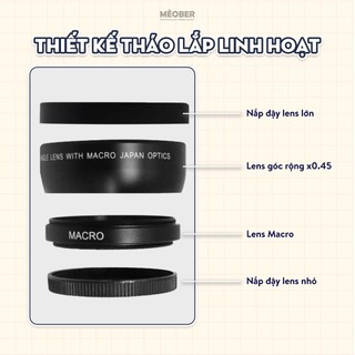 Ống kính góc rộng Super Wide Angle 0,45x + Ống kính Macro cho máy ảnh KTS Digital MX10 và Retro 4K by MèoBer