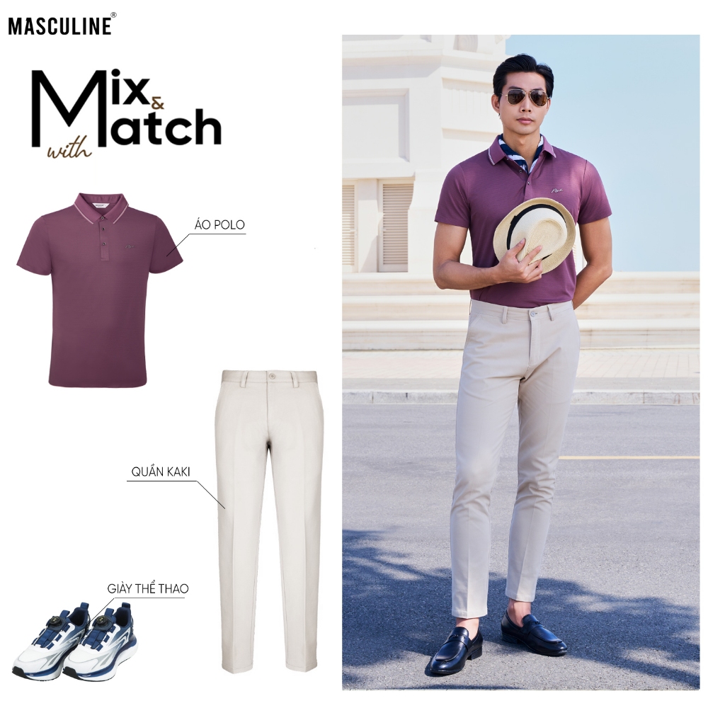 Áo polo nam MASCULINE APL602 Vải sợi tơ tằm kết hợp Nylon và Spandex co giãn mềm mại, regular fit