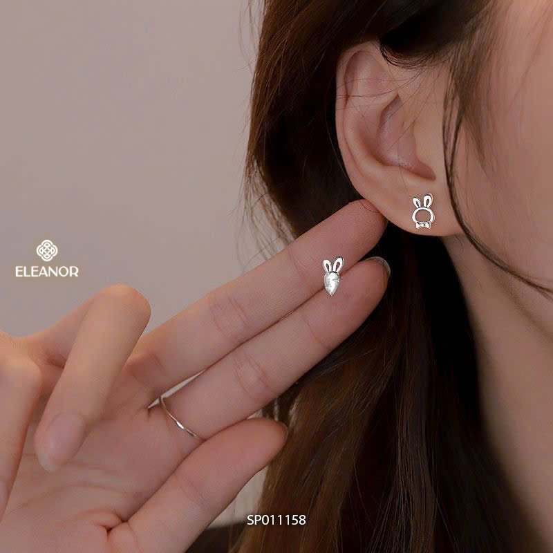 Bông tai nữ chuôi bạc 925 Eleanor Accessories hình cà rốt và thỏ phụ kiện trang sức khuyên tai 11158
