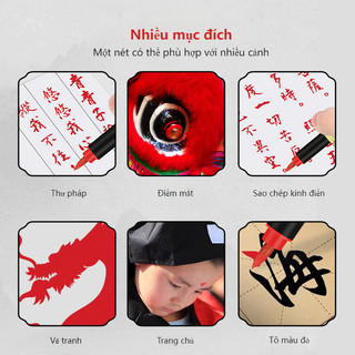 Bút Chu Sa Sẵn Mực Tiện Lợi - Thư Pháp Luyện Chữ Đầu Bút Mềm Mại Họa Phù May Mắn