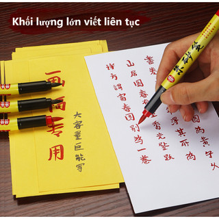 Bút Chu Sa Đỏ Linh Thiêng Sẵn Mực - Họa Phù Phong Thủy Thư Pháp Luyện Chữ Tiện Lợi