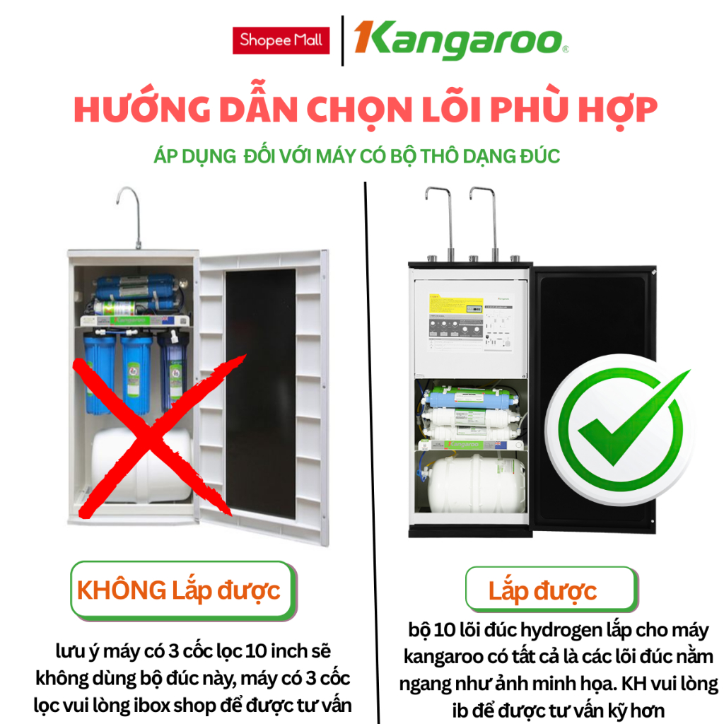Bộ 10 Lõi Lọc Nước Kangaroo Model KG10A5, Hàng Chính Hãng Gồm 123 ĐÚC+ CATION Karofi + RO 20L/H+ 5 Lõi Khoáng Hydrogen