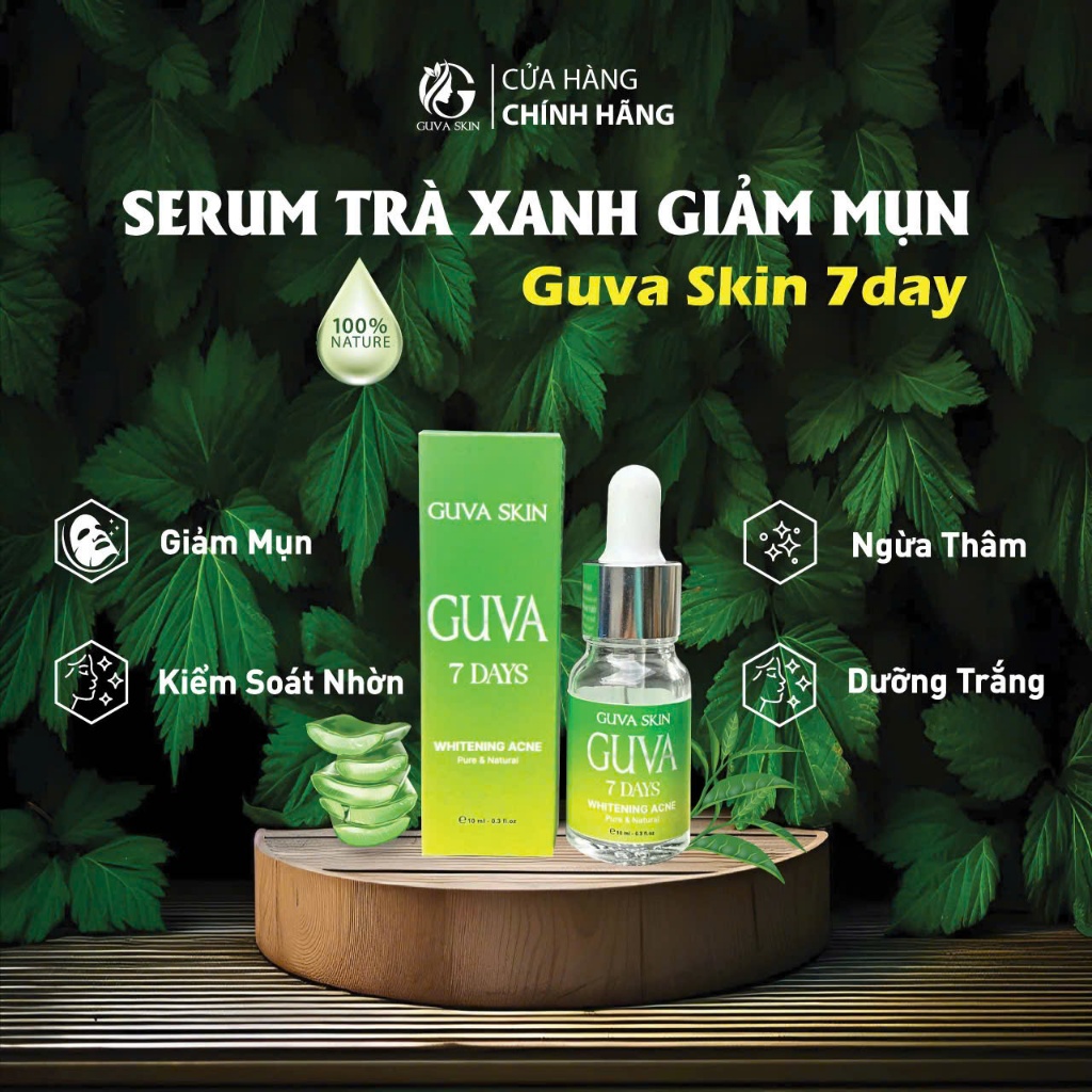 Serum trà xanh nha đam GUVA 7 Days 10ml hỗ trợ làm dịu da, giảm thâm, giúp da sáng mịn