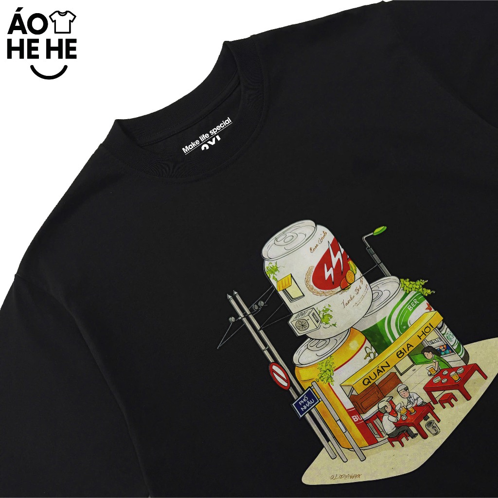 Áo Thun Ăn Nhậu Hài Hước Quán Bia Hơi Câu Nói Text Dân Nhậu Form Rộng Cotton 230gsm
