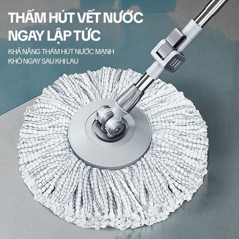 Cây Lau Nhà Xoay 360 Độ KITIMOP KS360, Thùng Lau Nhà Tự Vắt Thông Minh, Chổi Lau Nhà Xoay 360 Độ
