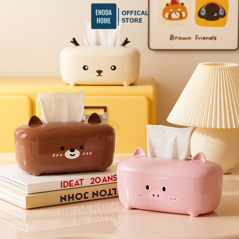 Hộp Nhựa Đựng Giấy Ăn Để Bàn ENODA HOME, Hộp Đựng Khăn Giấy Kiểu Dáng Dễ Thương Nhiều Màu Sắc F016