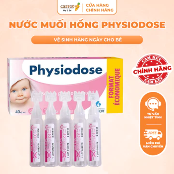 Nước Muối Sinh Lý Physiodose Vệ Sinh Tai, Mũi, Mắt Cho Bé Hộp 40 Ống x 5ML