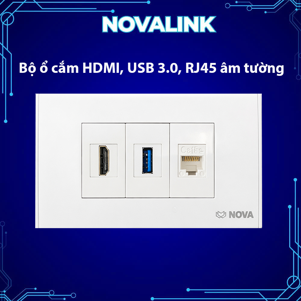 Ổ cắm HDMI+ RJ45 +USB 3.0 âm tường - Wallplate hdmi, RJ45, USB âm tường ...