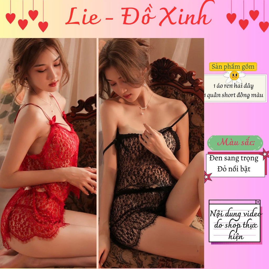 L118 – Bộ Đồ Ngủ Ren Hoa Phong Cách Nhẹ Nhàng,Bộ Ngủ Trang Phục Ren