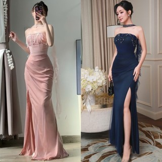Đầm dạ hội cup ngực choàng cổ phối luới tặng hoa tai mm 2026