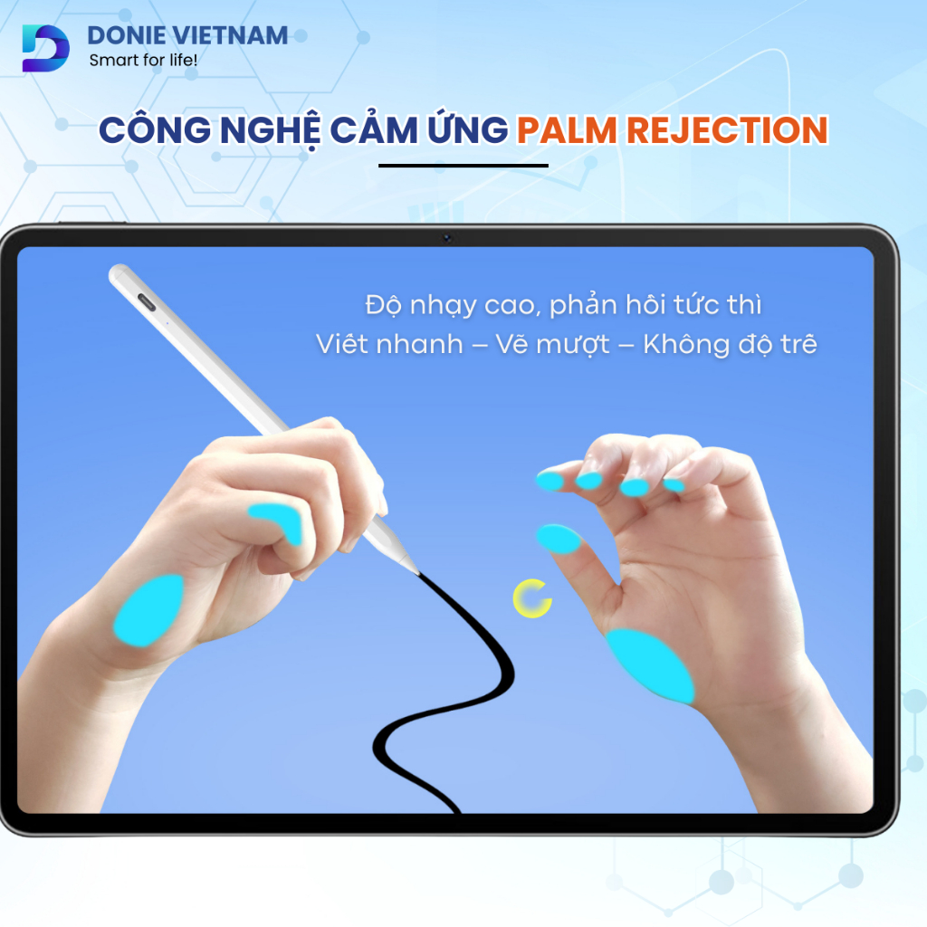 Bút Cảm Ứng Pencil Gradient Hiển Thị % Pin, Cảm Ứng Nghiêng Chống Tỳ Đè Cho iPad 2018+ | Donie AP04