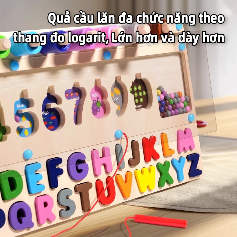 Đồ chơi gỗ giáo dục cho bé AYYKX– Bảng chữ cái & số, xâu hạt màu sắc, phát triển tư duy sớm