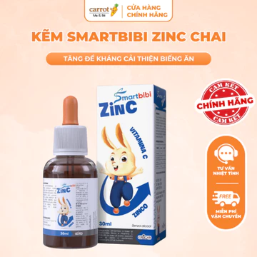 Kẽm Smartbibi Zinc Chai 30ml, Siro Hỗ Trợ Cải Thiện Tình Trạng Biếng Ăn Cho Bé - Mẹ Và Bé Carrot