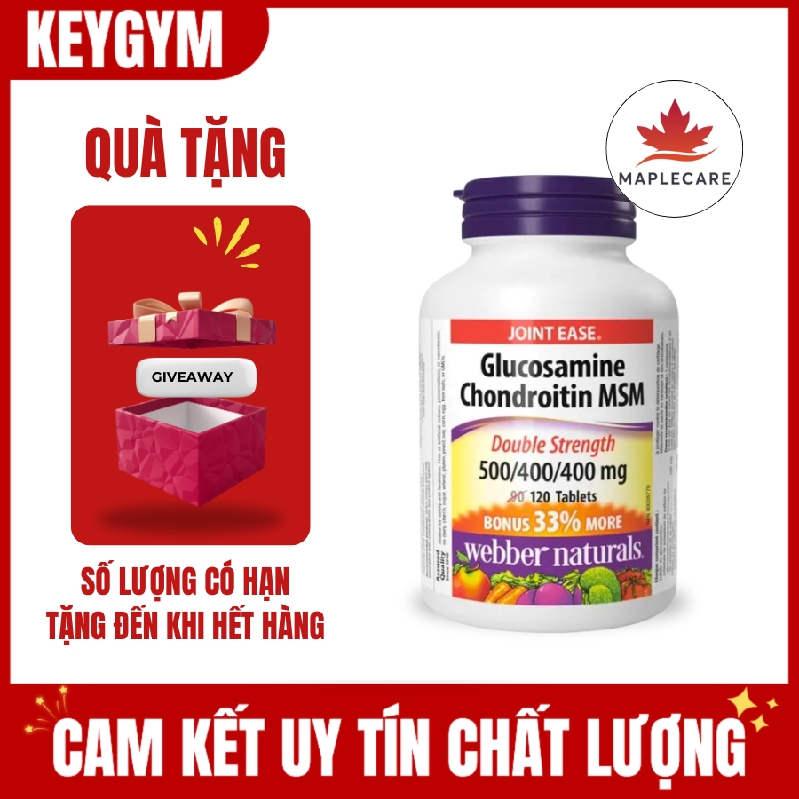 [MAPPLE CARE][TẶNG QUÀ] Viên uống bổ khớp Glucosamine Chondroitin MSM WEBBER NATURALS Hộp 120 viên - KEYGYM