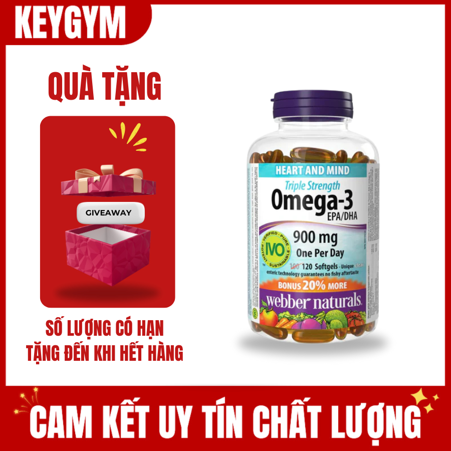 [KEYGYM][TẶNG QUÀ] Dầu Cá Webber Natruals Omega3 900mg, 120 Viên - KEYGYM.