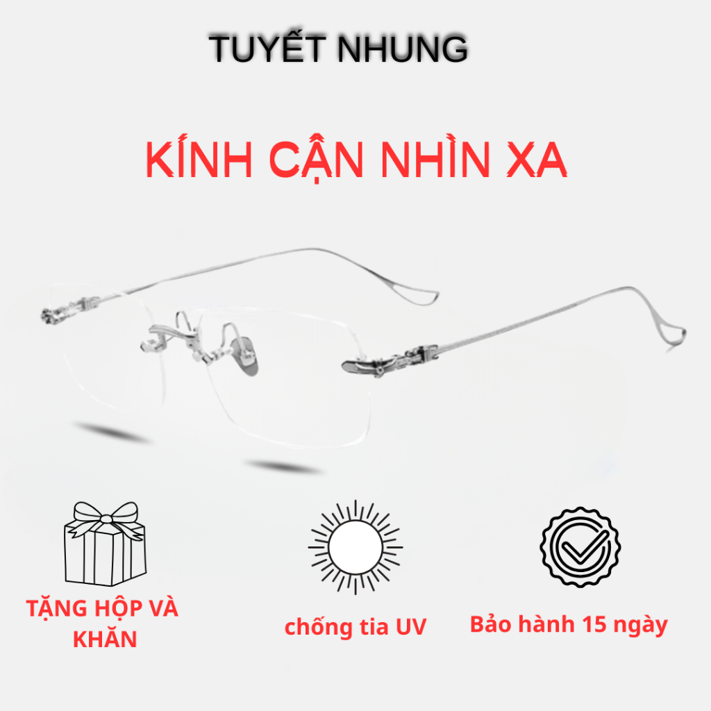 Kính Cận Không Viền Chống Ánh Sáng Xanh - Hình ảnh thực tế