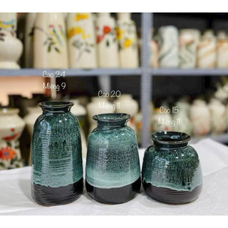 Set 3 Lọ Hoa Men Hoả Biến Để Bàn Hàng Bát Tràng Cao Cấp, Decor Nhà Xinh