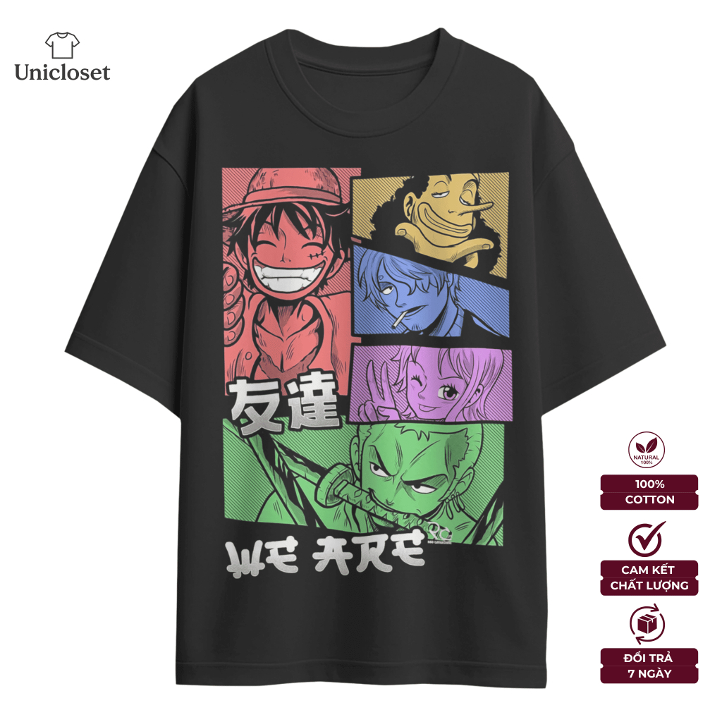 Áo One Piece, Áo Luffy Băng Mũ Rơm, Tay Ngắn Cổ Tròn Unisex, 100% ...