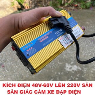 Bộ kích điện xe đạp điện 48V–60V lên 220V – Công suất 1500W, sẵn jack cắm