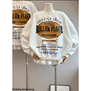 Loại 1- Áo Sweater Nỉ Lót Nhung Nữ Form Boxy – Thoải Mái - Che Khuyết Điểm-  Áo Thu Đông Dày Dặn, Y Hình Freesize <70kg
