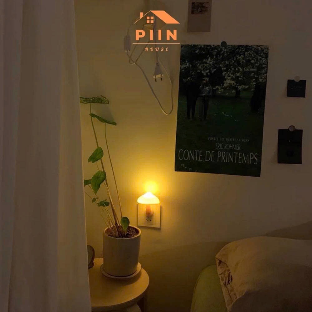 Đèn ngủ hình cây nấm cảm ứng ánh sáng dịu nhẹ dễ đi vào giấc ngủ, đèn led màu vàng
