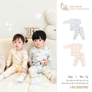 M&B (3-24M) Bộ quần áo dài tay cài vai sơ sinh chất vải Rayon co giãn 4 chiều, mềm mịn thoáng mát cho bé 5.7kg - 13.6kg