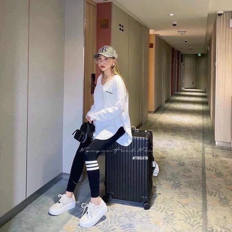Quần Legging 3 vạch nữ Dài Cạp Cao Nâng Mông Giá Rẻ Chất Đẹp Hàng Sẵn Loại 1 Cotton  Siêu Co Dãn Phong Cách Thời Trang