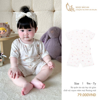 Honey (3-24M) Bộ quần áo cộc tay cài giữa vải rayon mềm mịn, thoáng mát, thấm mồ hôi dành cho bé