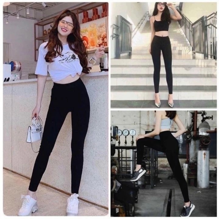 Quần Legging 3 vạch nữ Dài Cạp Cao Nâng Mông Giá Rẻ Chất Đẹp Hàng Sẵn Loại 1 Cotton  Siêu Co Dãn Phong Cách Thời Trang