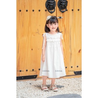 Váy Bé Gái Nơ Vai Bèo Ngực S3235 – Váy Hè Bé Gái Cotton Thô Mềm Mát, Điểm Nhấn Bèo Ngực Đáng Yêu