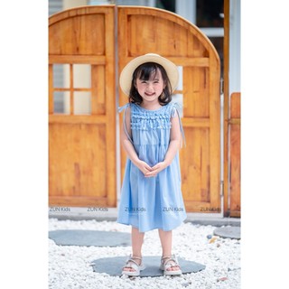 Váy Bé Gái Nơ Vai Bèo Ngực S3235 – Váy Hè Bé Gái Cotton Thô Mềm Mát, Điểm Nhấn Bèo Ngực Đáng Yêu
