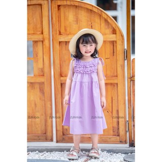 Váy Bé Gái Nơ Vai Bèo Ngực S3235 – Váy Hè Bé Gái Cotton Thô Mềm Mát, Điểm Nhấn Bèo Ngực Đáng Yêu