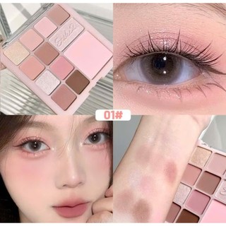 Bảng Phấn Mắt Má Hồng ErshiQi Nội Địa Trung 12 Ô Tông Hồng Nude, Nhũ Mịn, Lâu Trôi